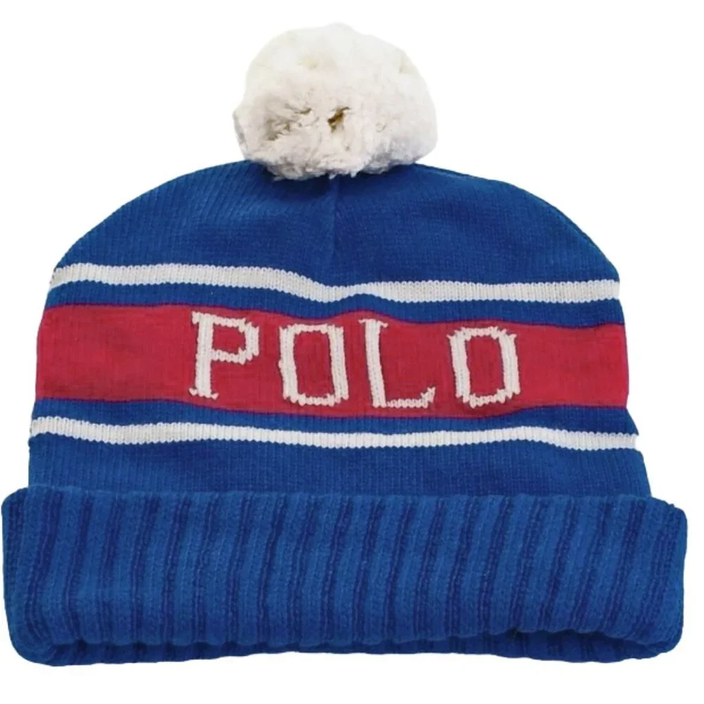 NEW Polo Ralph Lauren Red White & Blue USA Knit Cuff Pom Beanie Hat! One Size